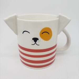Parker Lane Figural Red Stripe‎ Dog Coffee Cup Mug w/ Ears & Tail ~ 16 Oz ~ NEW
